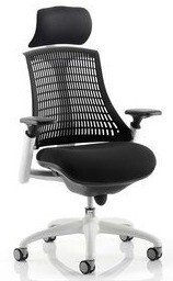 Dynamic Flex White Frame Chair with Headrest - Black