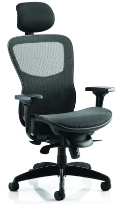 Dynamic Stealth Shadow Ergo Posture Seat and Back Chair with Arms & Headrest
