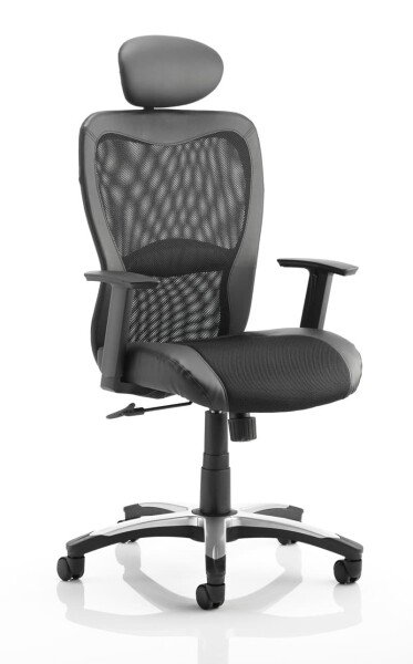 Dynamic Victor Bonded Leather Chair with Headrest - Black