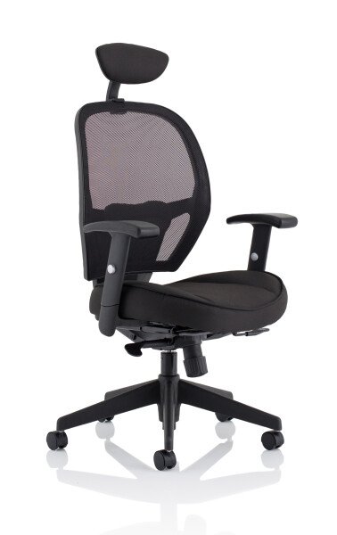 Dynamic Denver Mesh Chair with Headrest - Black