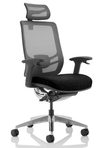 Dynamic Ergo Click Fabric Seat Mesh Back with Headrest - Black