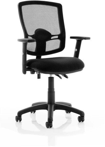 Dynamic Eclipse Plus 2 Lever Mesh Back Operator Chair with Adjustable Arms - Black