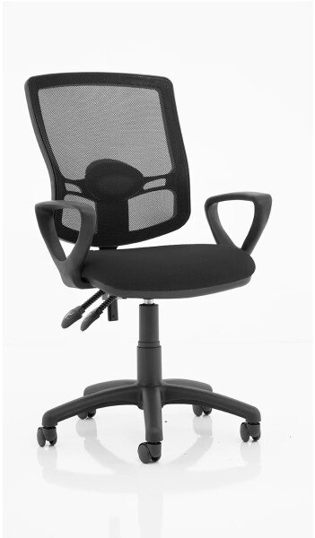 Dynamic Eclipse Plus 2 Lever Mesh Back Operator Chair with Fixed Arms - Black