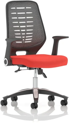 Dynamic Relay Task Operator Chair with Folding Arms, Silver Back & Bespoke Seat