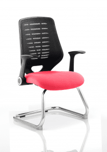 Dynamic Relay Cantilever Visitor Chair Bespoke Seat Silver Back with Arms