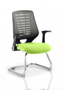 Dynamic Relay Cantilever Visitor Chair Bespoke Seat Silver Back with Arms