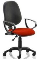Dynamic Eclipse Plus 1 Operator Black Back Chair Bespoke Fabric Seat with Loop Arms