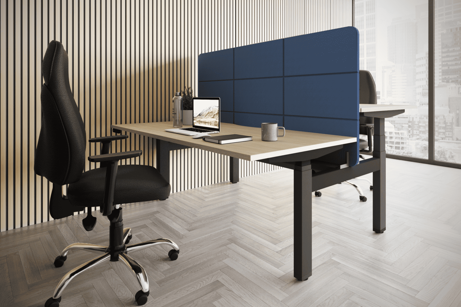 Koala Acoustic PET Plain Leap Bench Screen - 1400mm Width - Office ...