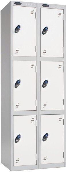Probe Three Door Nest of 2 Steel Lockers - 1780 x 610 x 305mm - White (RAL 9016)