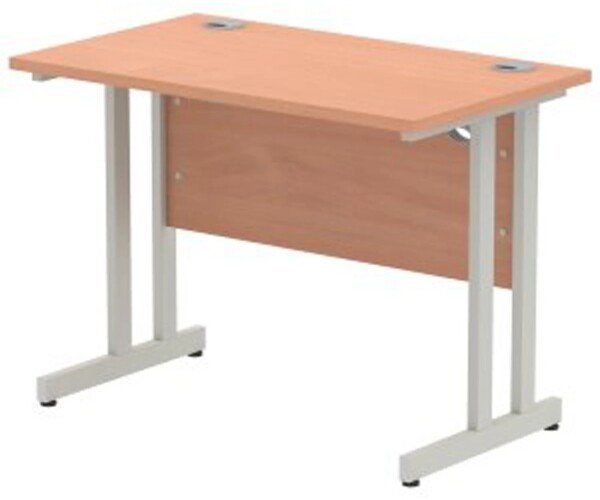 Dynamic Impulse Rectangular Desk with Twin Cantilever Legs - 1000mm x 800mm - Beech