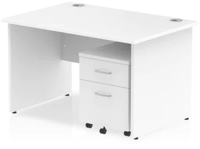 Dynamic Impulse Rectangular Desk with Panel End Legs and 2 Drawer Mobile Pedestal