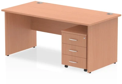 Dynamic Impulse Rectangular Desk with Panel End Legs and 3 Drawer Mobile Pedestal - 1200mm x 800mm