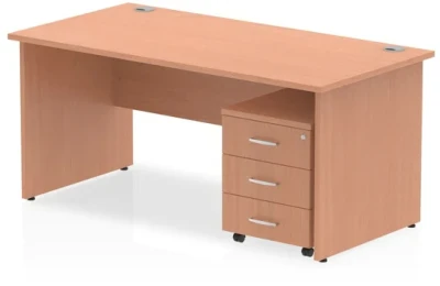 Dynamic Impulse Rectangular Desk with Panel End Legs and 3 Drawer Mobile Pedestal - 1400mm x 800mm