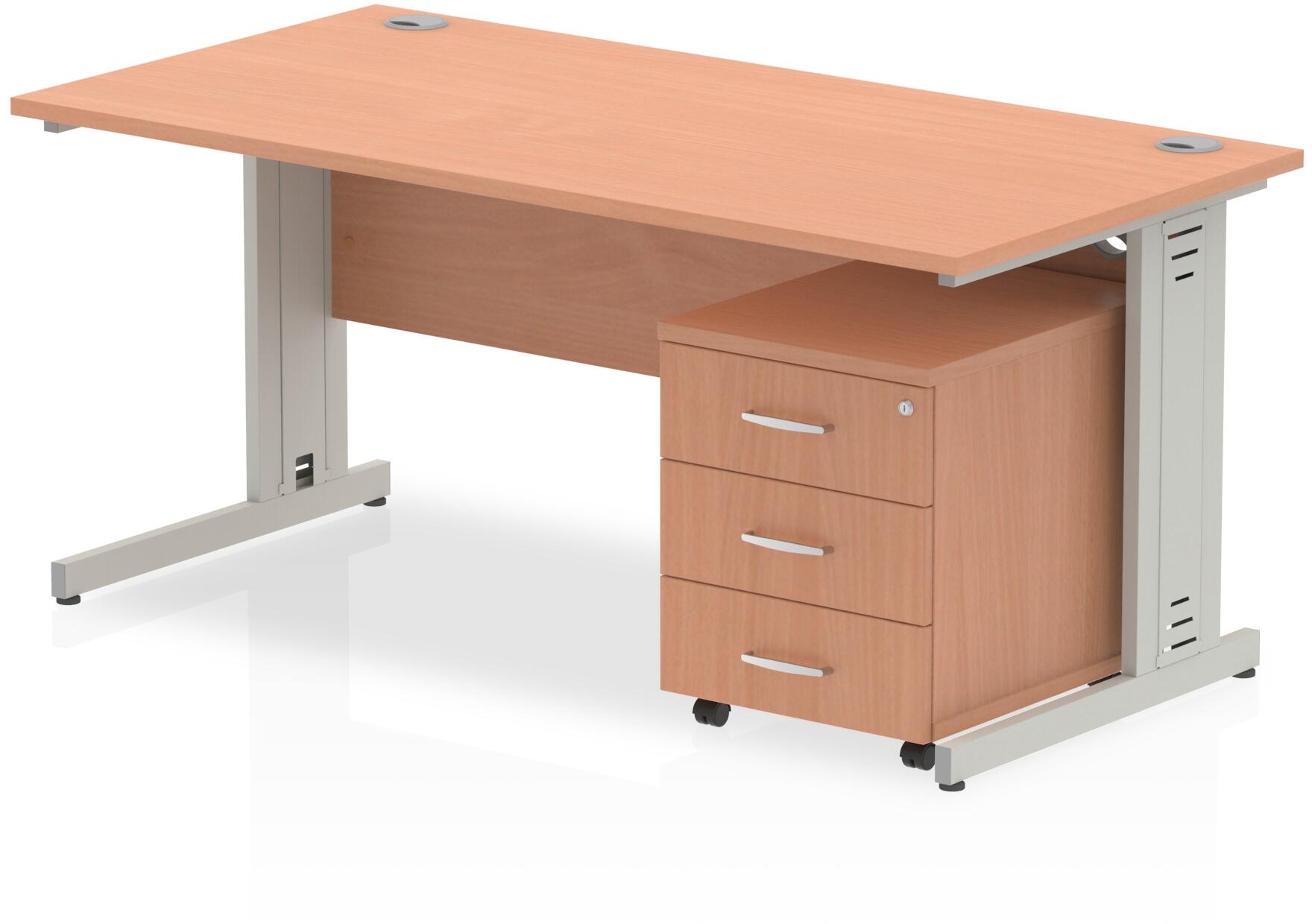 Dynamic Impulse Rectangular Desk with Pedestal 1600 x 800mm Office