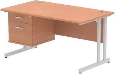 Dynamic Impulse with Cantilever Legs and 2 Drawer Fixed Pedestal - 1400 x 800mm