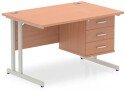 Dynamic Impulse Rectangular Desk with Cantilever Legs and 3 Drawer Top Pedestal - 1200mm x 800mm
