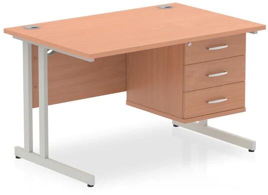 Dynamic Impulse Rectangular Desk with 3 Drawer Pedestal 1200x800mm Office Furniture Direct
