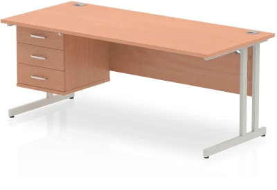 Dynamic Impulse with Cantilever Legs and 3 Drawer Fixed Pedestal - 1800 x 800mm