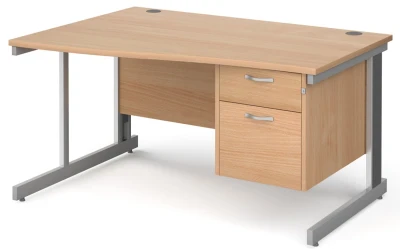 Gentoo Wave Desk with 2 Drawer Pedestal and Cable Managed Leg 1400 x 990mm