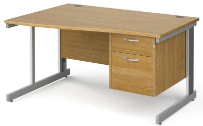 Gentoo Wave Desk with 2 Drawer Pedestal and Cable Managed Leg