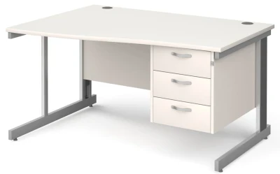 Gentoo Wave Desk with 3 Drawer Pedestal and Cable Managed Leg