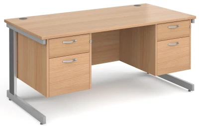 Gentoo Rectangular Desk with Cable Managed Legs, 2 and 2 Drawer Fixed Pedestals