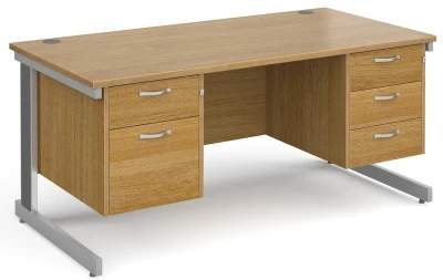 Gentoo Rectangular Desk with Cable Managed Legs, 2 and 3 Drawer Fixed Pedestals