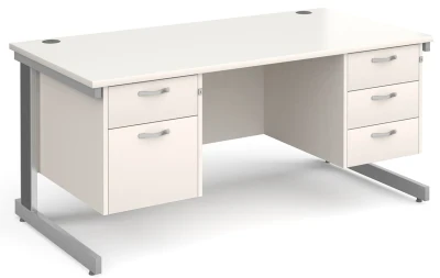 Gentoo Rectangular Desk with Cable Managed Legs, 2 and 3 Drawer Fixed Pedestals