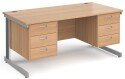Gentoo Rectangular Desk with Cable Managed Legs, 3 and 3 Drawer Fixed Pedestals - 1600mm x 800mm