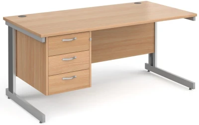 Gentoo Rectangular Desk with Cable Managed Legs and 3 Drawer Fixed Pedestal