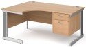 Gentoo Corner Desk with 2 Drawer Pedestal and Cable Managed Leg 1600 x 1200mm