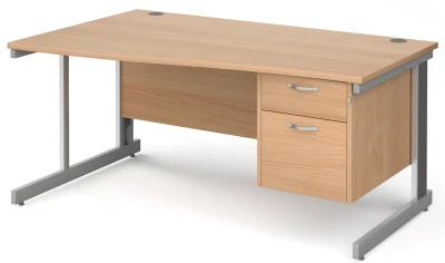 Gentoo Wave Desk with 2 Drawer Pedestal and Cable Managed Leg 1600 x 990mm