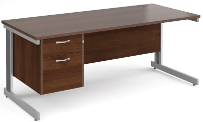 Gentoo Rectangular Desk with Cable Managed Legs and 2 Drawer Fixed Pedestal - 1800mm x 800mm