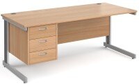 Gentoo Straight Desk with 3 Drawer Pedestal and Cable Managed Leg (w) 1800mm x (d) 800mm