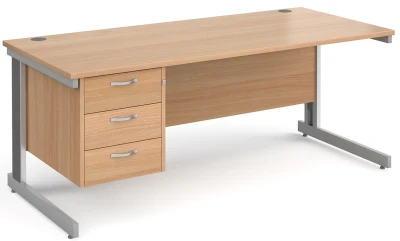 Gentoo Rectangular Desk with Cable Managed Legs and 3 Drawer Fixed Pedestal - 1800mm x 800mm