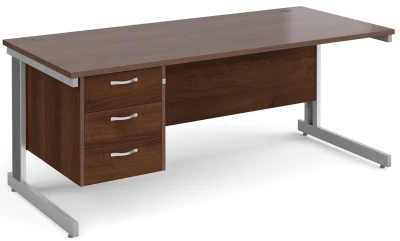 Gentoo Rectangular Desk with Cable Managed Legs and 3 Drawer Fixed Pedestal - 1800mm x 800mm