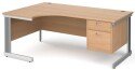 Gentoo Corner Desk with 2 Drawer Pedestal and Cable Managed Leg 1800 x 1200mm
