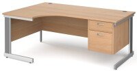 Gentoo Corner Desk with 2 Drawer Pedestal and Cable Managed Leg (w) 1800mm x (d) 1200mm