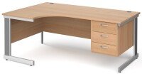 Gentoo Corner Desk with 3 Drawer Pedestal and Cable Managed Leg (w) 1800mm x (d) 1200mm