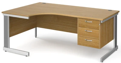Gentoo Corner Desk with 3 Drawer Pedestal and Cable Managed Leg 1800 x 1200mm