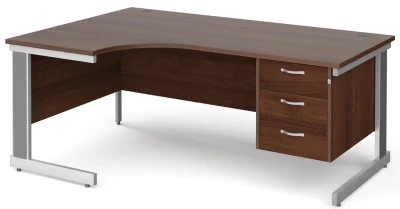 Gentoo Corner Desk with 3 Drawer Pedestal and Cable Managed Leg 1800 x 1200mm