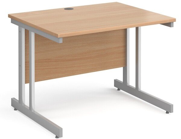 Gentoo Rectangular Desk with Twin Cantilever Legs - 1000mm x 800mm - Beech
