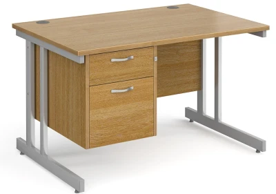 Gentoo Rectangular Desk with Twin Cantilever Legs and 2 Drawer Fixed Pedestal