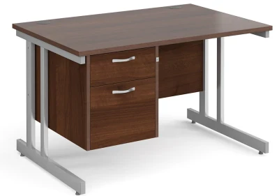 Gentoo Rectangular Desk with Twin Cantilever Legs and 2 Drawer Fixed Pedestal