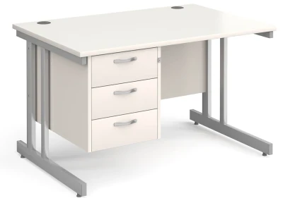 Gentoo Rectangular Desk with Twin Cantilever Legs and 3 Drawer Fixed Pedestal