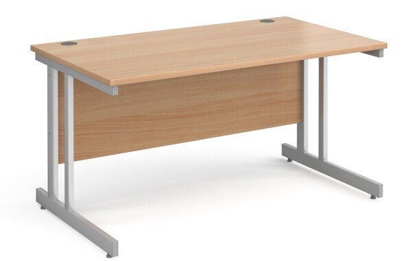 Gentoo Straight Desk with Double Upright Leg (w) 1400mm x (d) 800mm - Beech