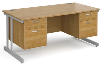 Gentoo Rectangular Desk with Twin Cantilever Legs, 2 and 2 Drawer Fixed Pedestals