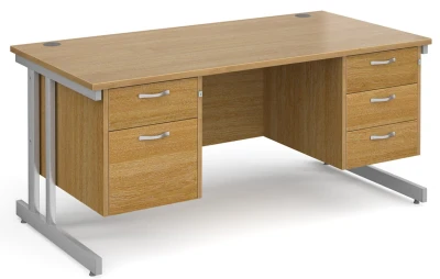 Gentoo Rectangular Desk with Twin Cantilever Legs, 2 and 3 Drawer Fixed Pedestals
