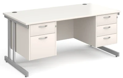 Gentoo Rectangular Desk with Twin Cantilever Legs, 2 and 3 Drawer Fixed Pedestals