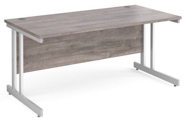 Gentoo Rectangular Desk with Twin Cantilever Legs - 1600mm x 800mm - Grey Oak